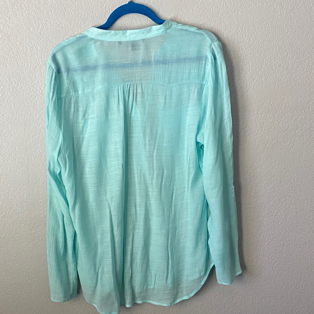 Zac & Rachel Aqua Pleated Blouse - Picture 3 of 5